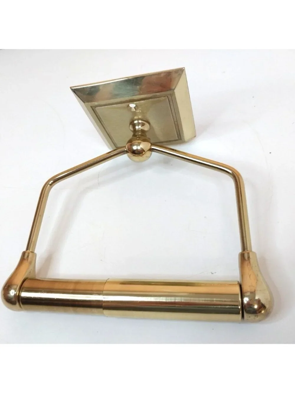 Vintage Brass Wall-Mounted Toilet Paper Holder Rectangular Backplate